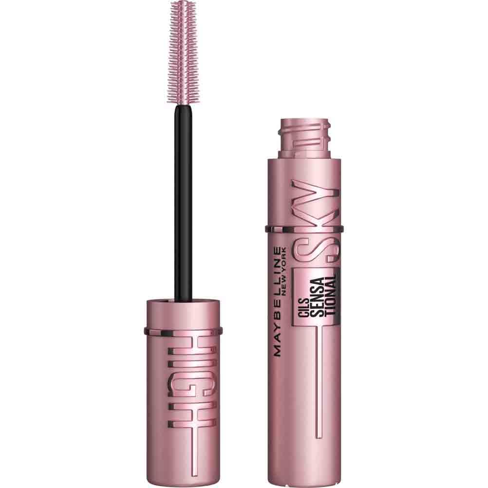Maybelline New York - Mascara Volume Intense et Longueur Illimitée - Formule Enrichie en Extraits de Bambous et de Fibres - Sky High - Teinte : Very Black - 7,2 ml