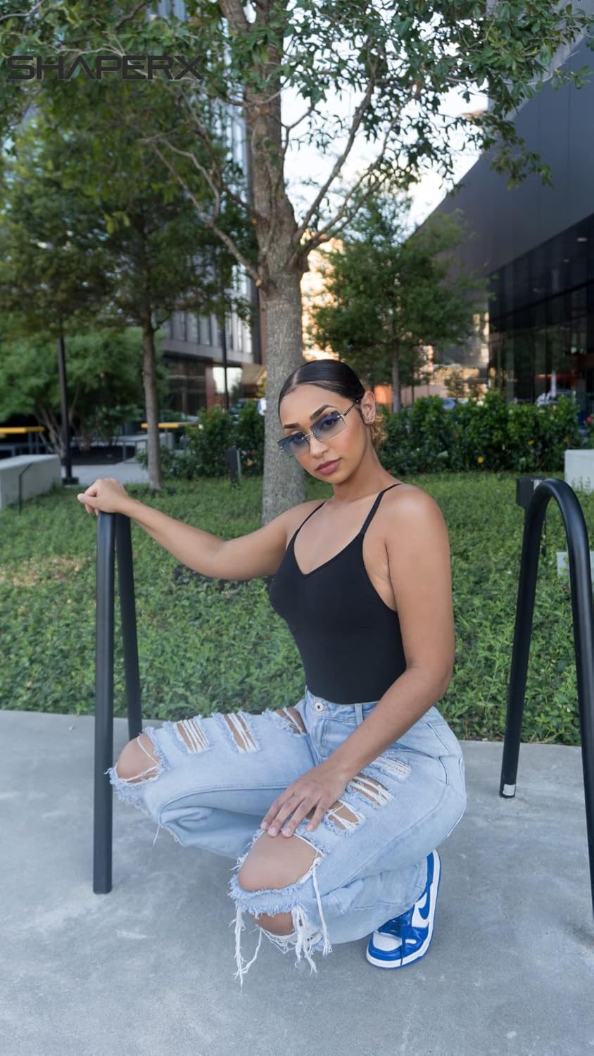 SHAPERX Body Gainant Femme Bodysuit Gaine Amincissant Ventre Plat Sculptant Minceur Invisible Shapewear