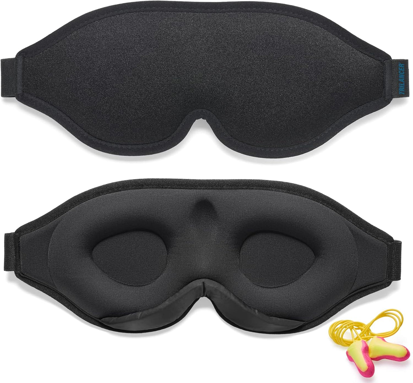 Masque de Nuit Innovant 2025 pour Hommes et Femmes, Conception Masque de Sommeil qui Bloque la Lumière pour Dormir, les Siestes, la Méditation, les Voyages (Noir)