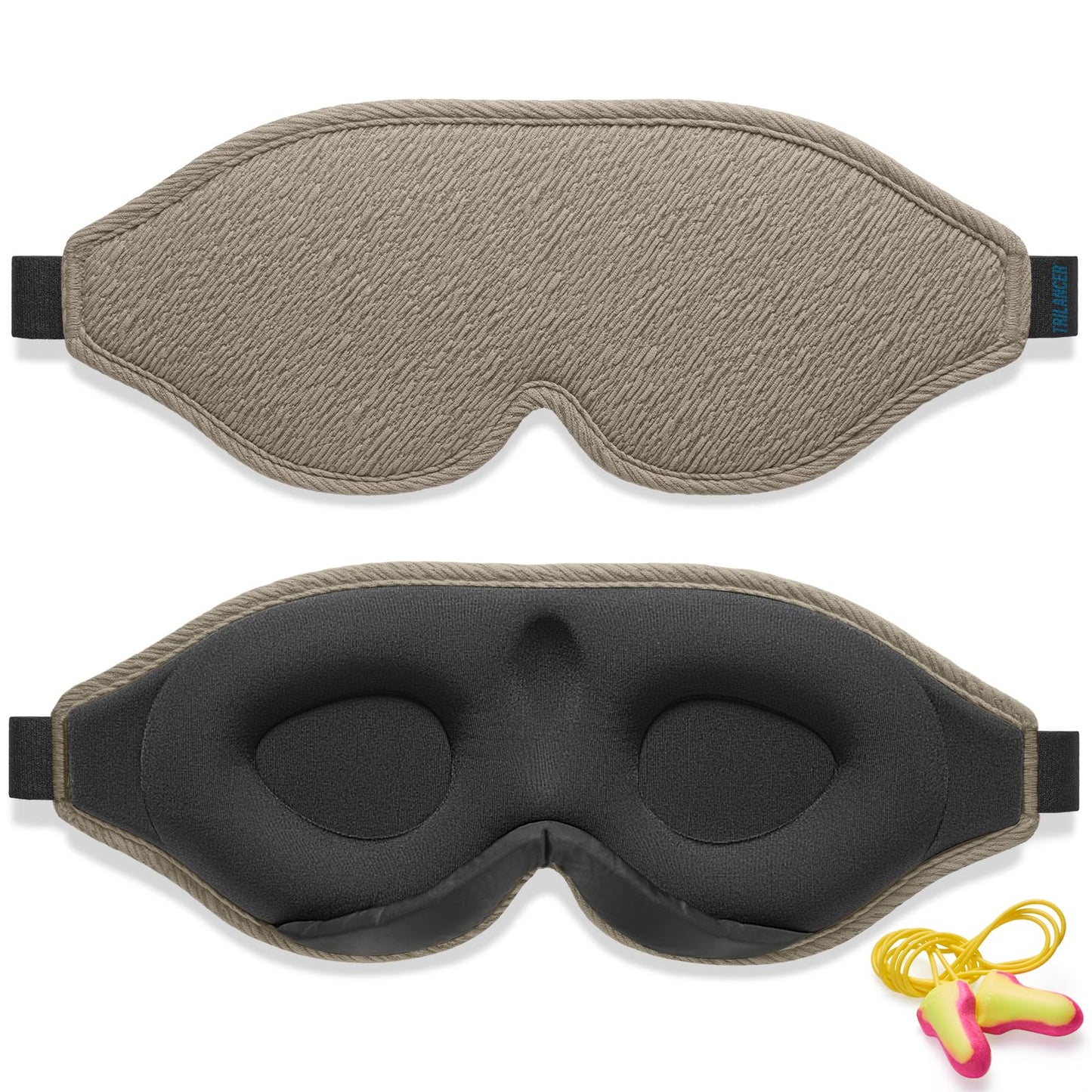 Masque de Nuit Innovant 2025 pour Hommes et Femmes, Conception Masque de Sommeil qui Bloque la Lumière pour Dormir, les Siestes, la Méditation, les Voyages (Noir)
