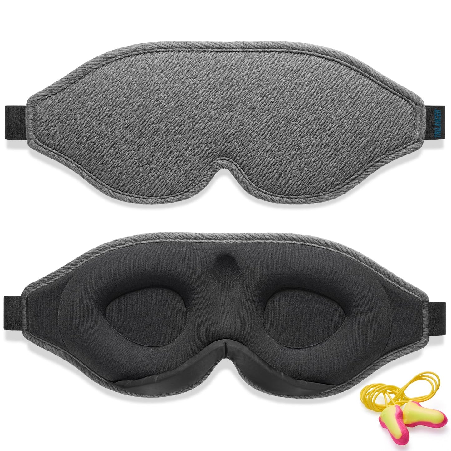 Masque de Nuit Innovant 2025 pour Hommes et Femmes, Conception Masque de Sommeil qui Bloque la Lumière pour Dormir, les Siestes, la Méditation, les Voyages (Noir)