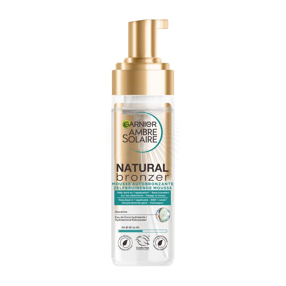 Garnier Ambre Solaire - Sérum Autobronzant Visage Hydratant - Hâle Progressif & Sur-Mesure - Eau de Coco & Acide Hyaluronique - Pour Tous Types de Peaux - Natural Bronzer - 30 ml