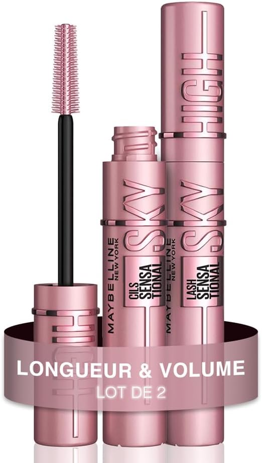Maybelline New-York - Mascara Volume et Longueur - Sky High - Teinte : Very Black - 2 x 7,2 ml