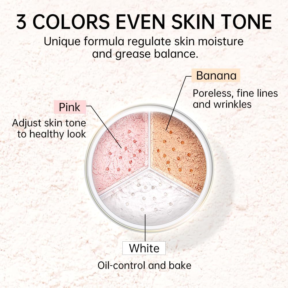 CATKIN Loose Setting Powder, Loose Powder, Mattifying Powder, Excess Sebum Absorption, Anti-Pore, Colour Corrector, Ultra Light & Universal, Translucent, 4 g x 3