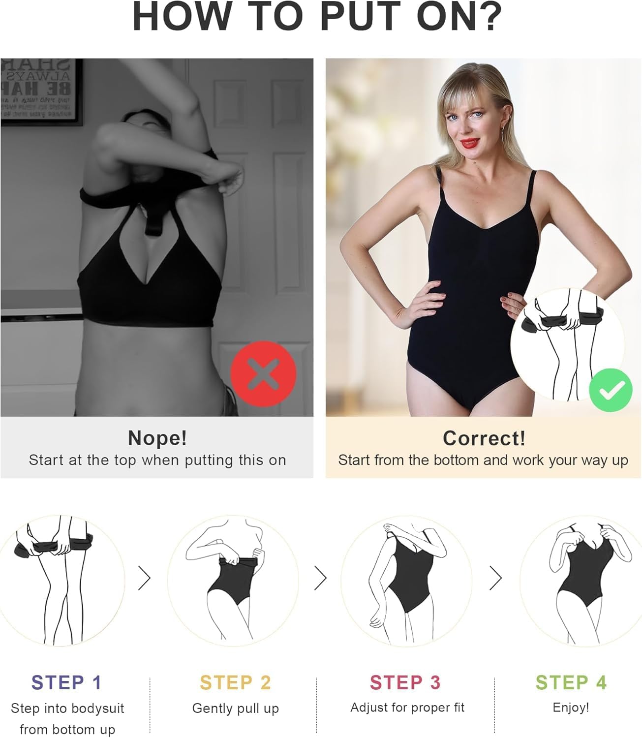 SHAPERX Body Gainant Femme Bodysuit Gaine Amincissant Ventre Plat Sculptant Minceur Invisible Shapewear