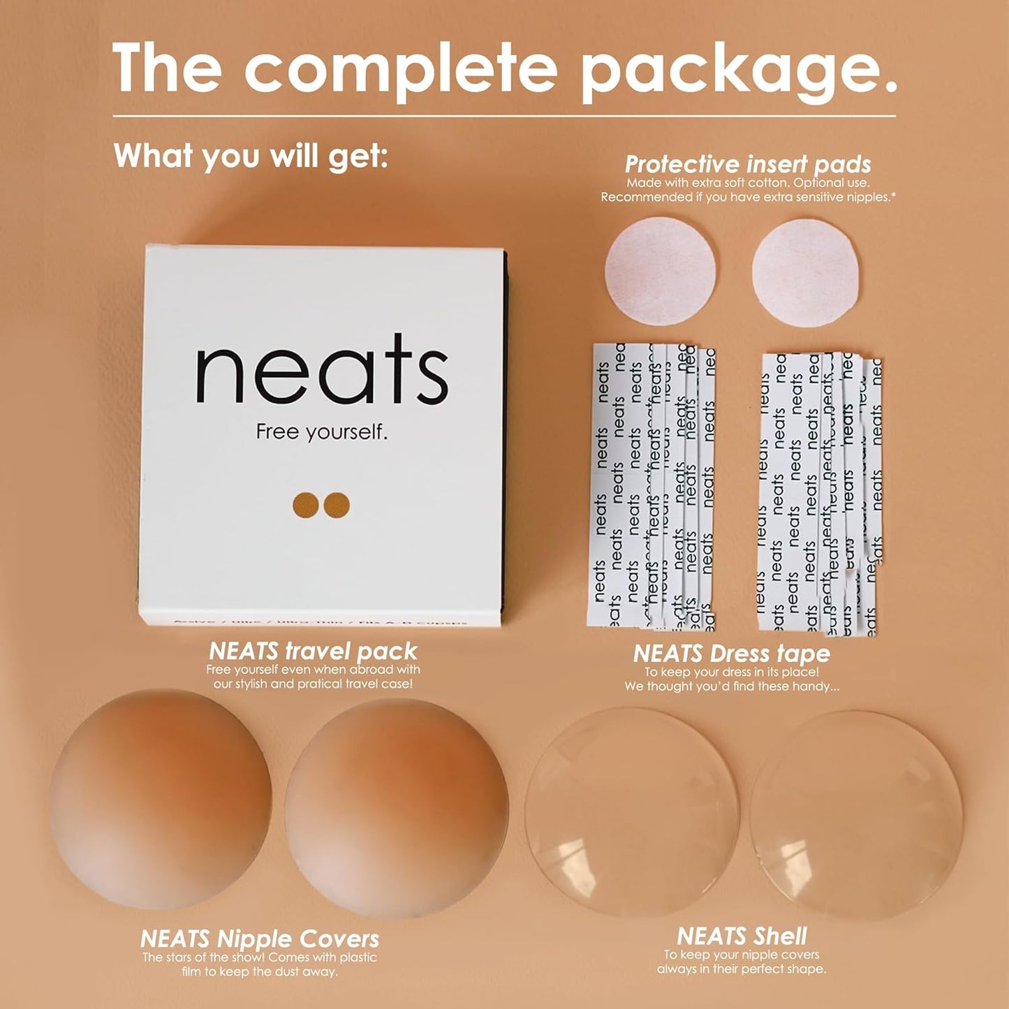 NEATS Cache-tétons en silicone adhésifs réutilisables et hypoallergéniques pour femme