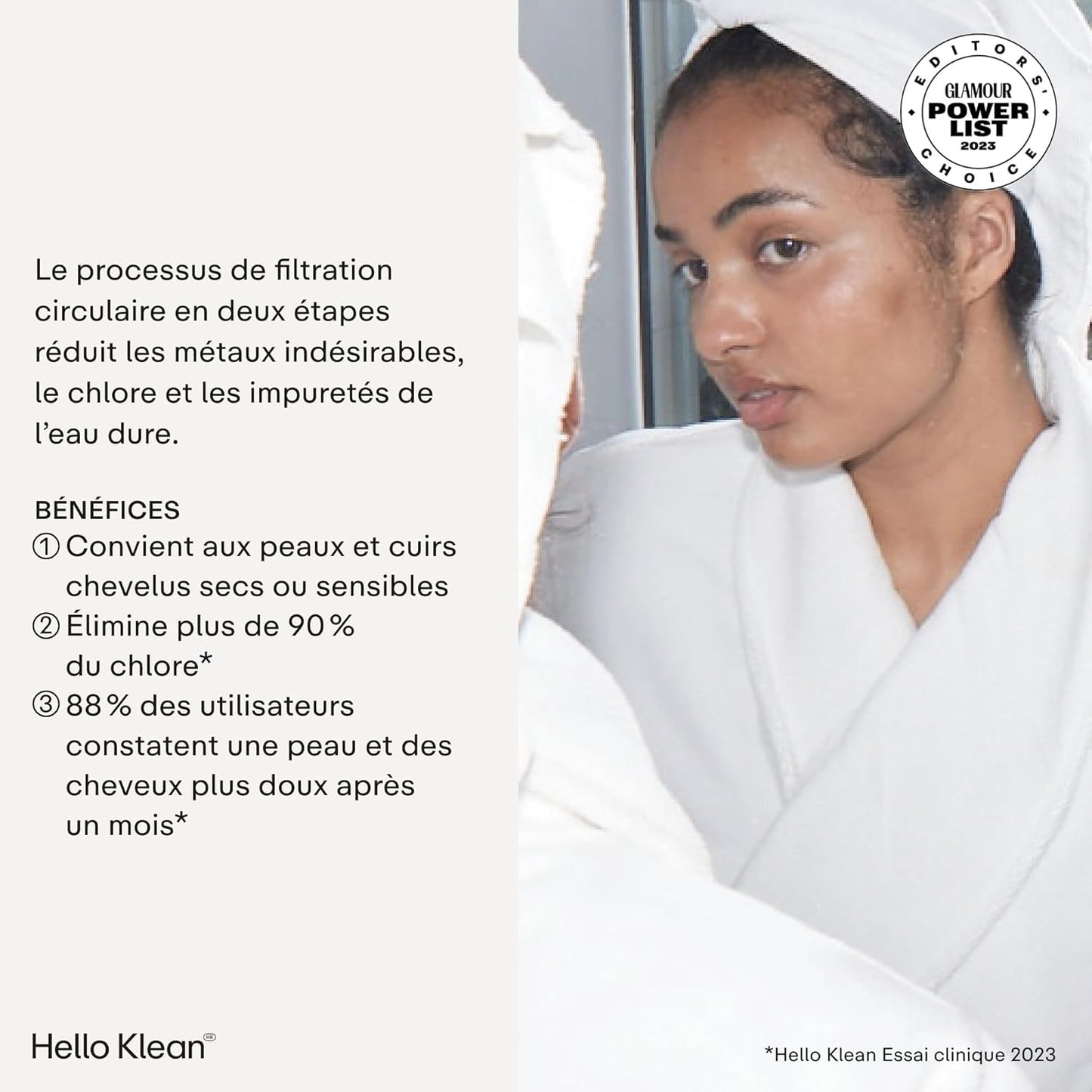 Hello Klean Pommeau de douche effet pluie beige - Filtre les métaux indésirables, chlore & impuretés présents dans l’eau - Améliore la qualité de la peau et des cheveux