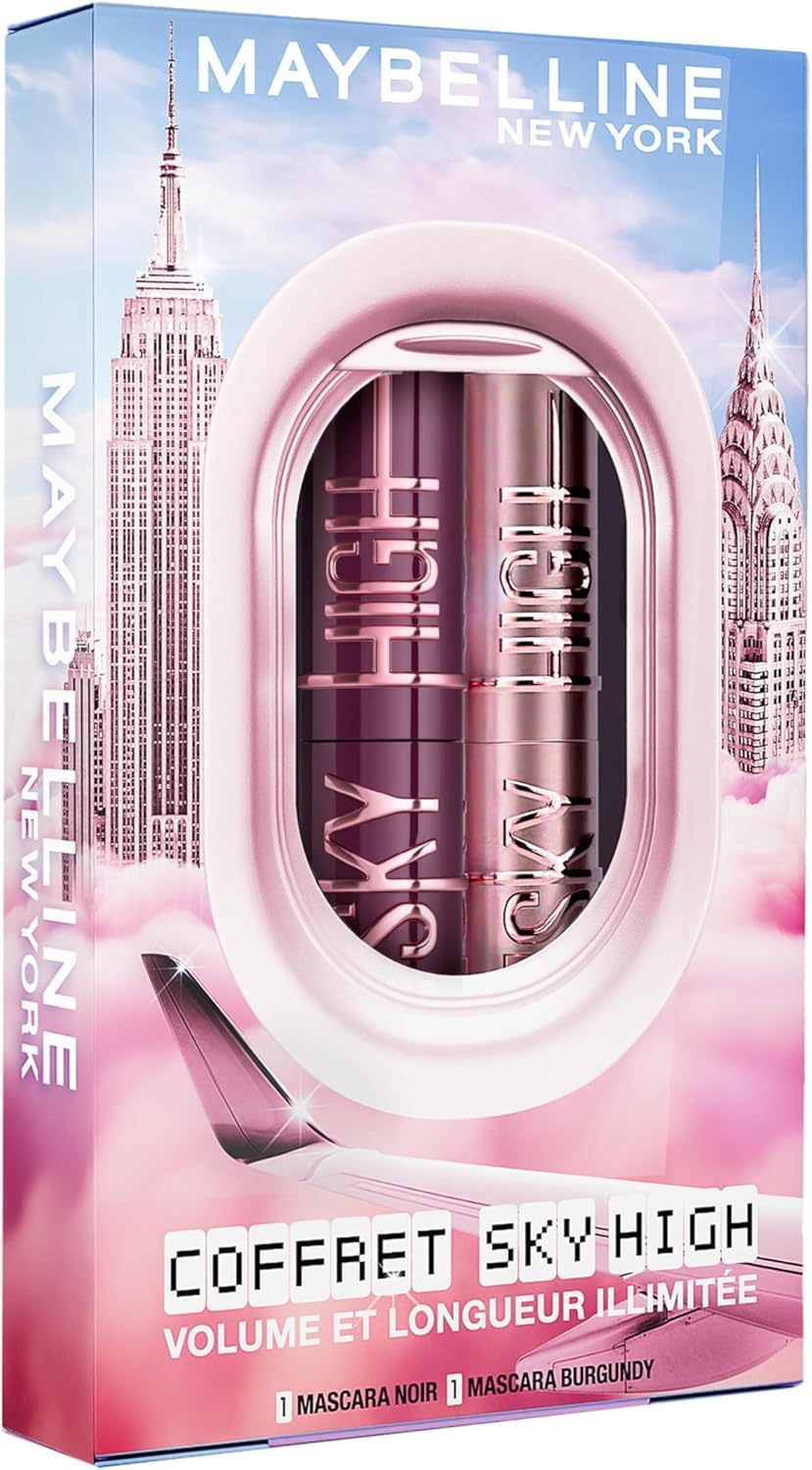 Maybelline New York - Mascara Volume Intense et Longueur Illimitée - Formule Enrichie en Extraits de Bambous et de Fibres - Sky High - Teinte : Very Black - 7,2 ml
