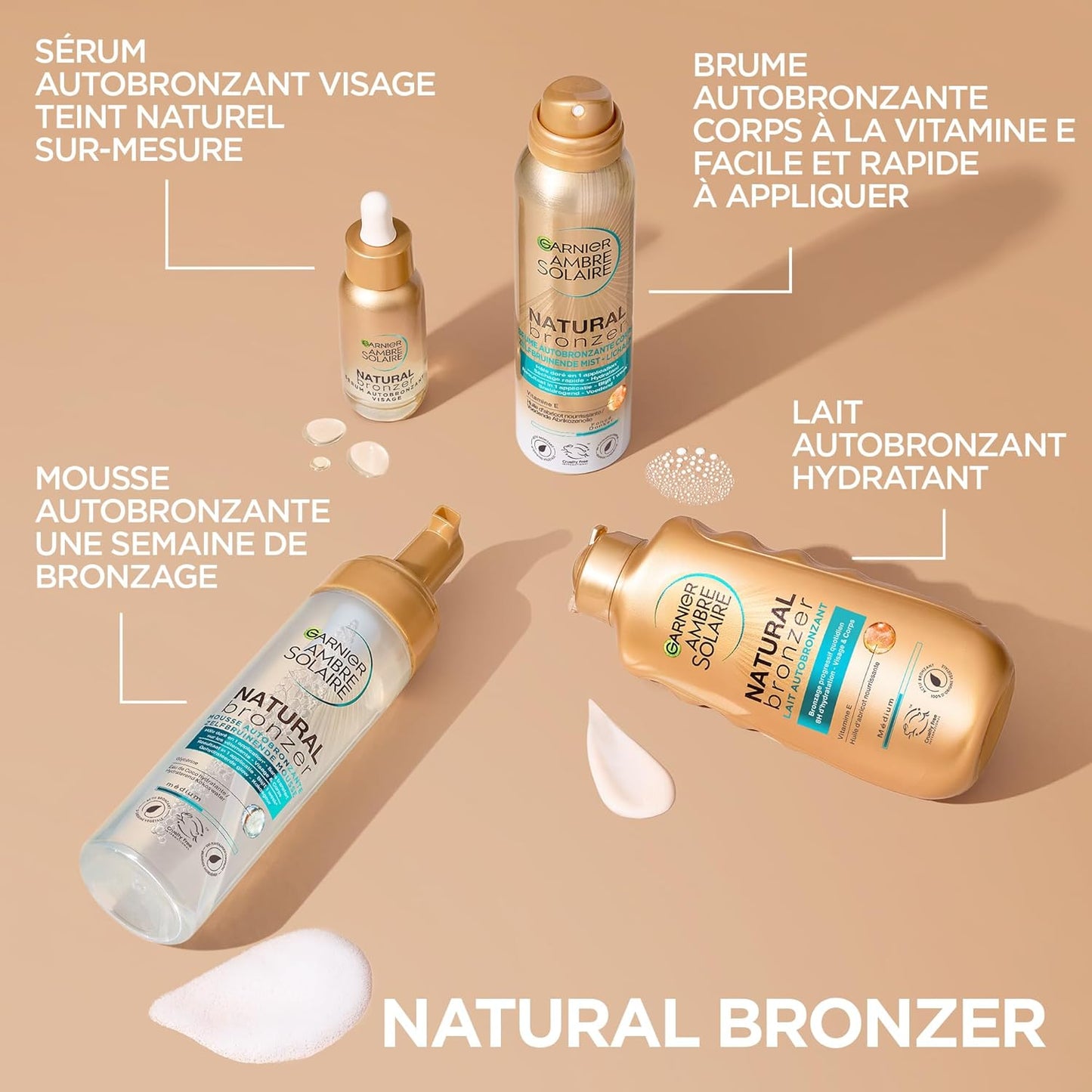 Garnier Ambre Solaire - Sérum Autobronzant Visage Hydratant - Hâle Progressif & Sur-Mesure - Eau de Coco & Acide Hyaluronique - Pour Tous Types de Peaux - Natural Bronzer - 30 ml