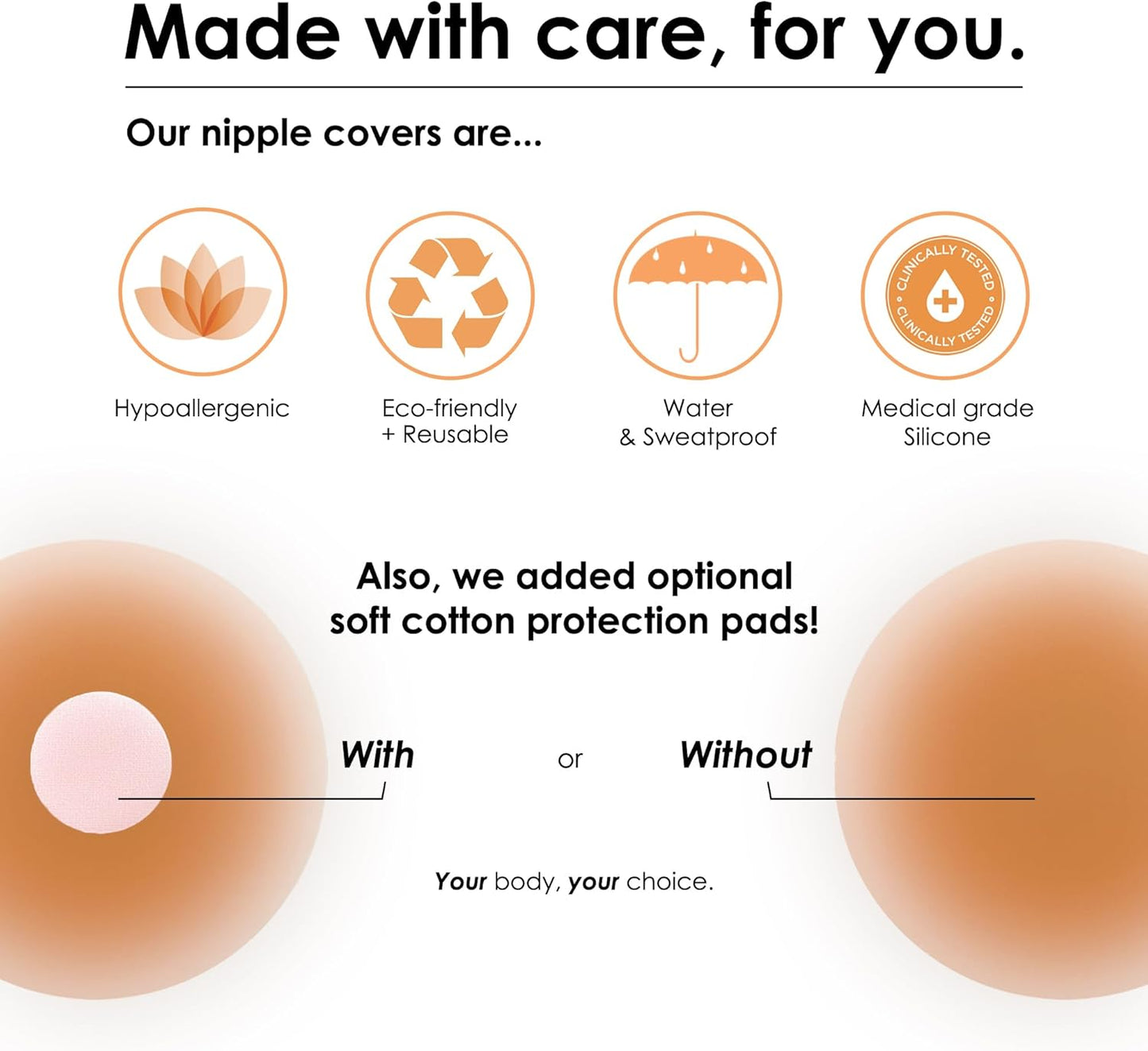 NEATS Cache-tétons en silicone adhésifs réutilisables et hypoallergéniques pour femme