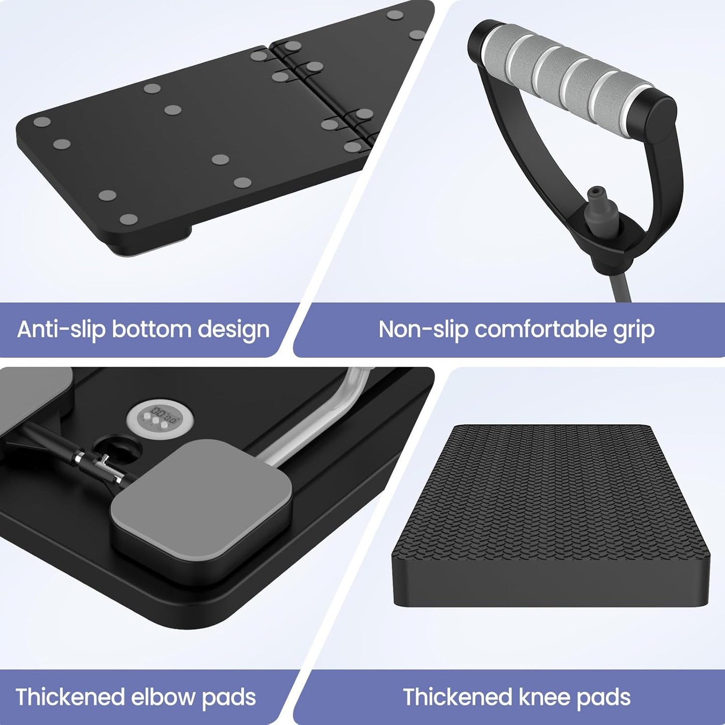 Kit Réformateur de Pilates, 5 in 1 Machine de Réformateur de Pilates avec Compteur LED, Rouleau à Rebond Automatique, Planche d'exercice Multifonction pour Exercices à Domicile