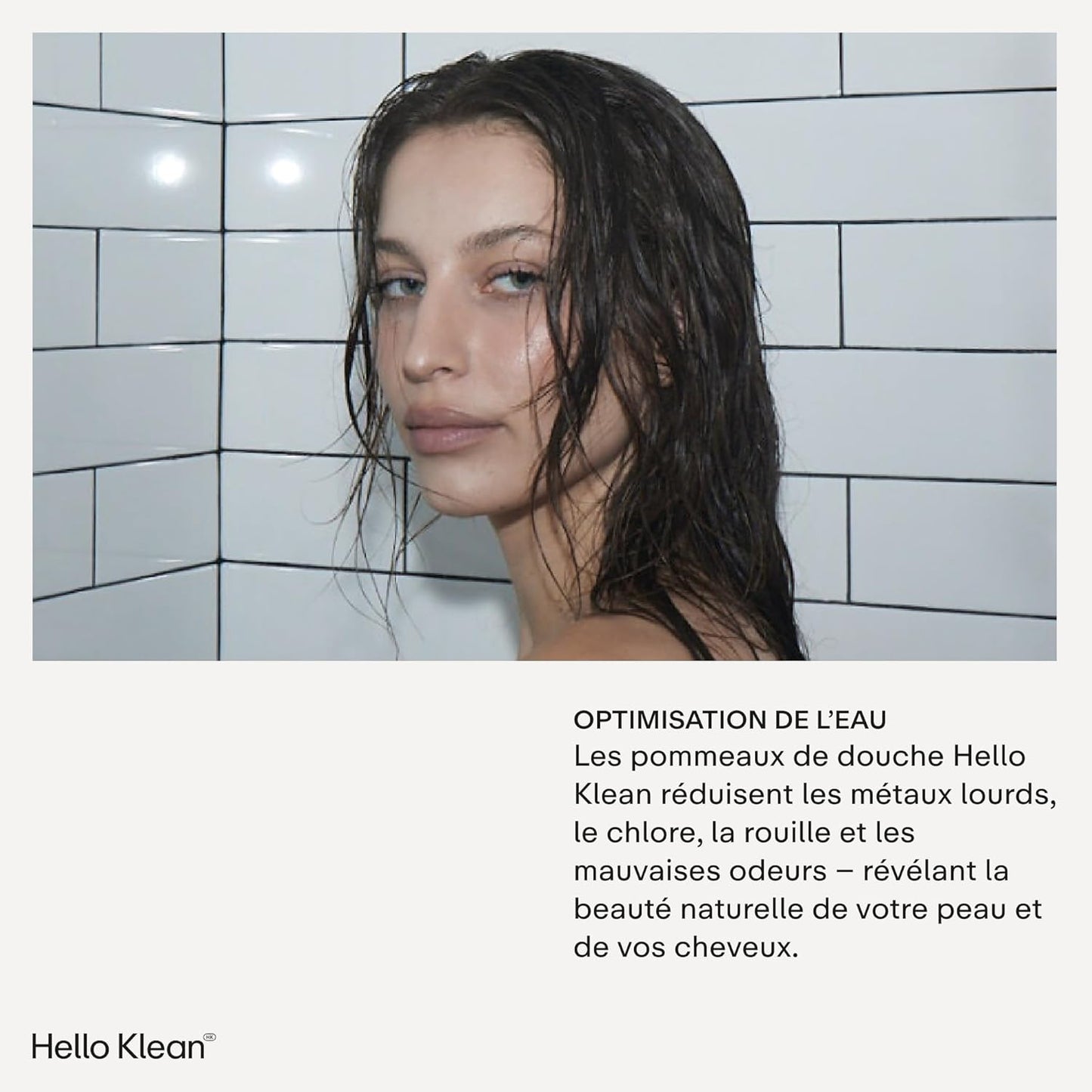 Hello Klean Pommeau de douche effet pluie beige - Filtre les métaux indésirables, chlore & impuretés présents dans l’eau - Améliore la qualité de la peau et des cheveux