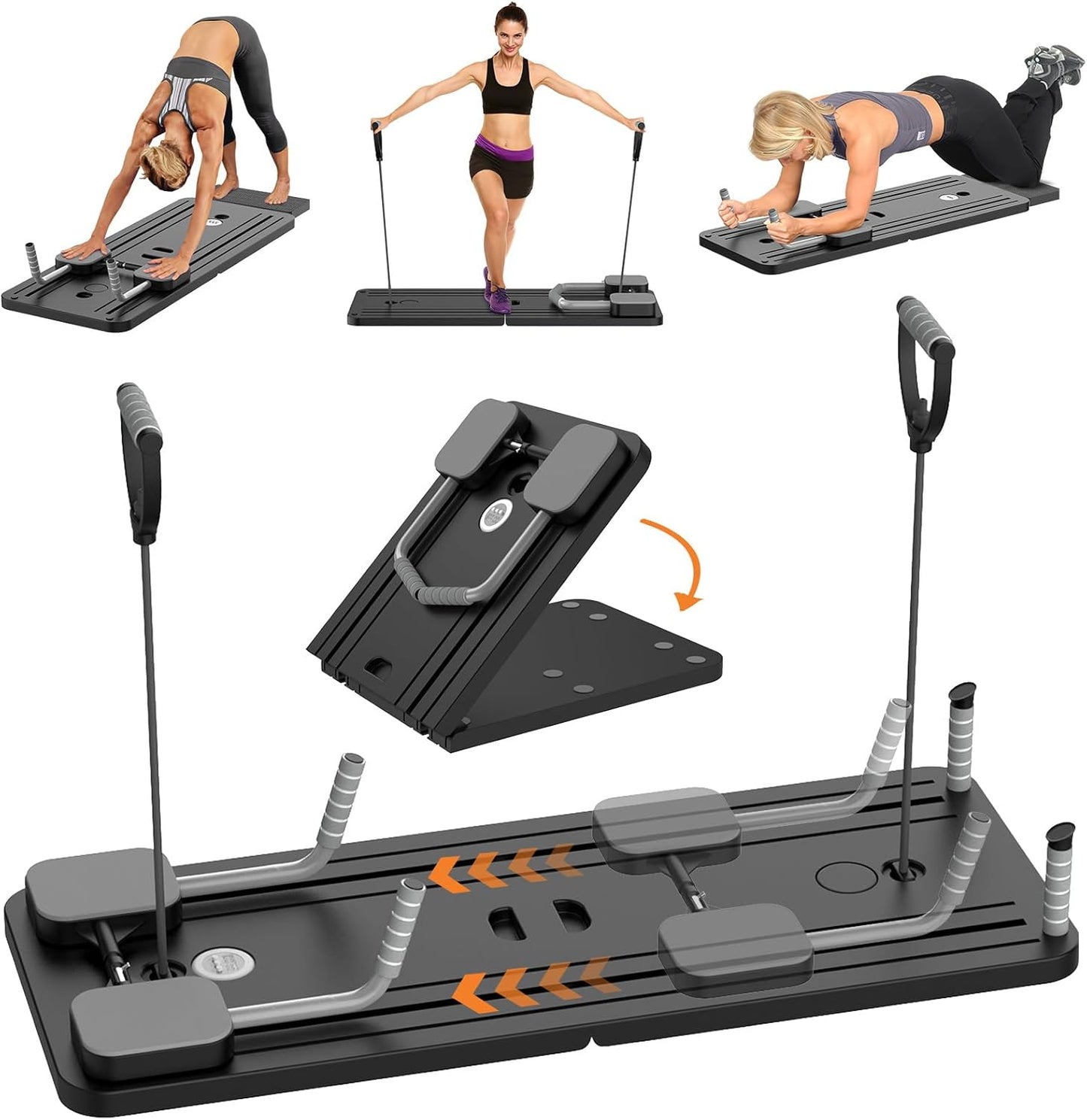 Kit Réformateur de Pilates, 5 in 1 Machine de Réformateur de Pilates avec Compteur LED, Rouleau à Rebond Automatique, Planche d'exercice Multifonction pour Exercices à Domicile