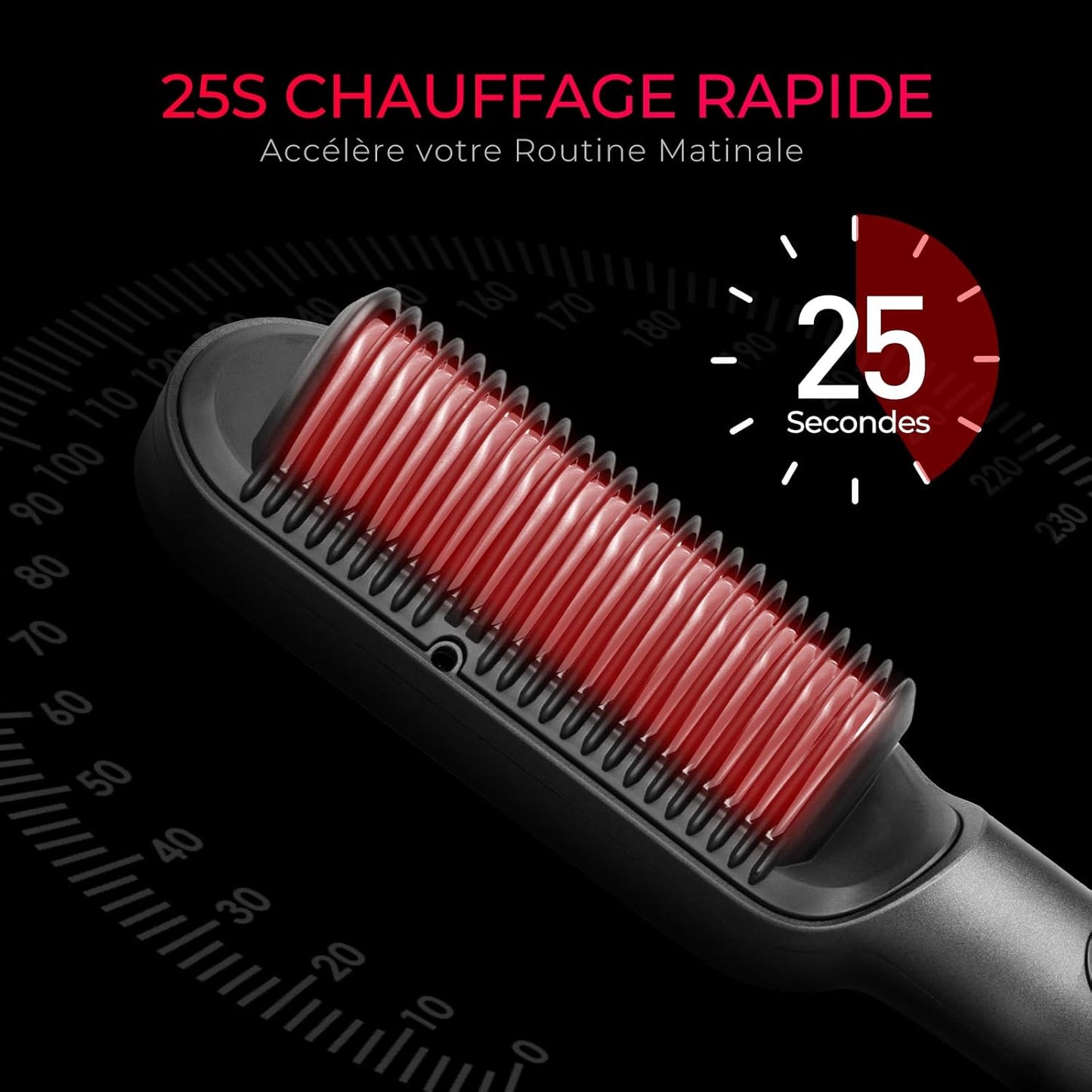 TYMO RING PLUS Brosse Lissante Pour Cheveux, Lisseur Cheveux Professionnel, 9 Réglages de Température, 120℃-210℃, Écran LCD, 20S Chauffe Rapide, Fers à Lisser Négatifs Ions, Double Tension