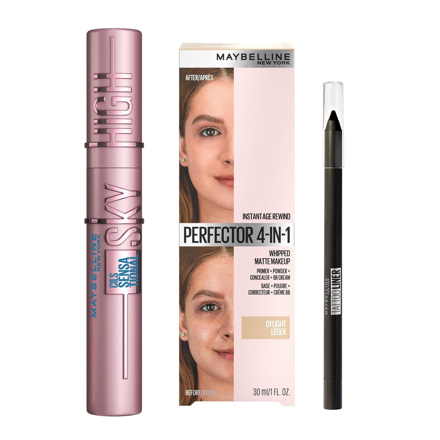 Maybelline New York - Mascara Volume Intense et Longueur Illimitée - Formule Enrichie en Extraits de Bambous et de Fibres - Sky High - Teinte : Very Black - 7,2 ml