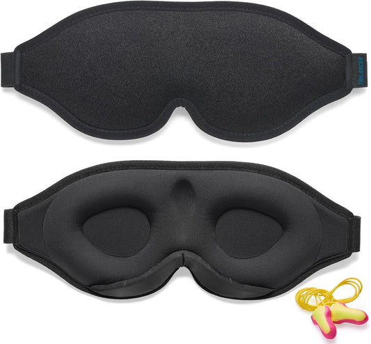 Masque de Nuit Innovant 2025 pour Hommes et Femmes, Conception Masque de Sommeil qui Bloque la Lumière pour Dormir, les Siestes, la Méditation, les Voyages (Noir)