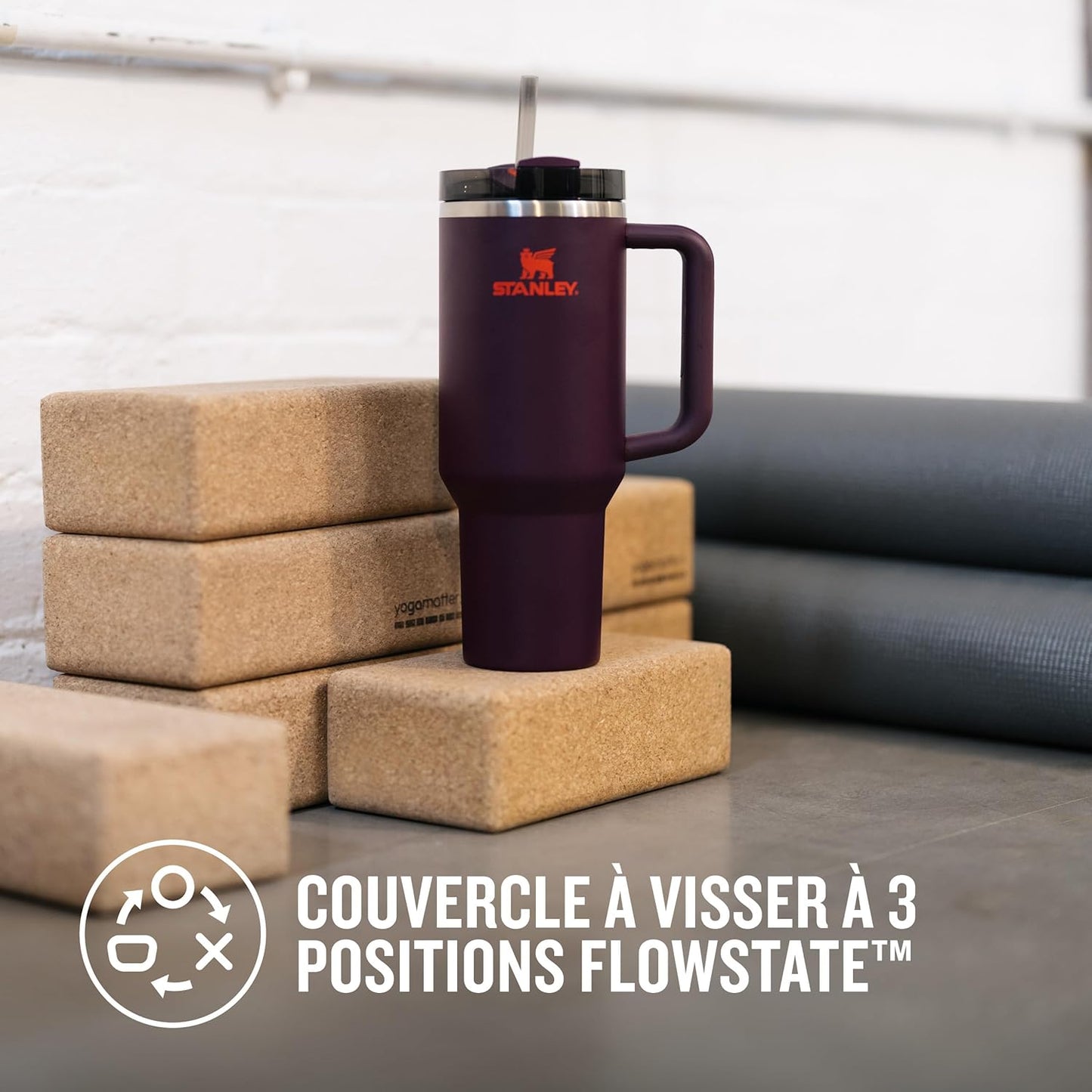 Stanley Quencher H2.0 FlowState Mug Isotherme avec Paille - Froid Pendant 9-11 Heures - Glacé Pendant 40 Heures - Thermos Lavable au Lave-Vaisselle - Gourde Inox Sans BPA