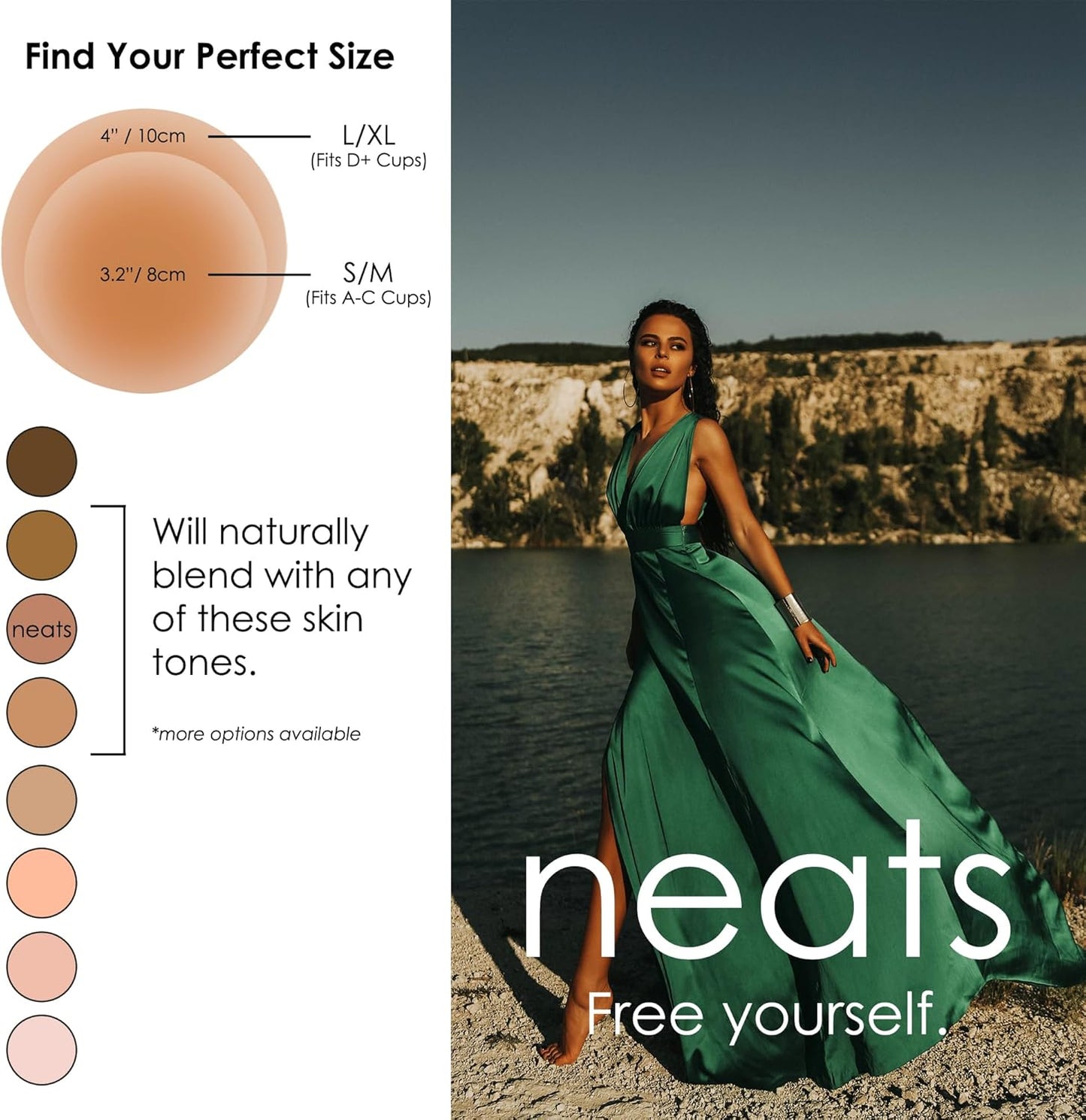 NEATS Cache-tétons en silicone adhésifs réutilisables et hypoallergéniques pour femme