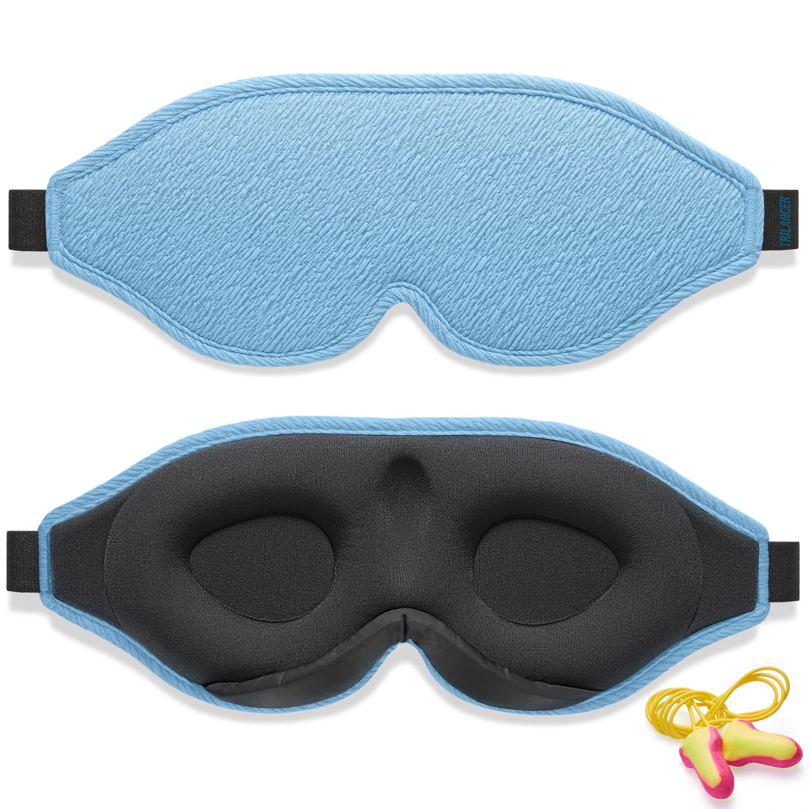 Masque de Nuit Innovant 2025 pour Hommes et Femmes, Conception Masque de Sommeil qui Bloque la Lumière pour Dormir, les Siestes, la Méditation, les Voyages (Noir)
